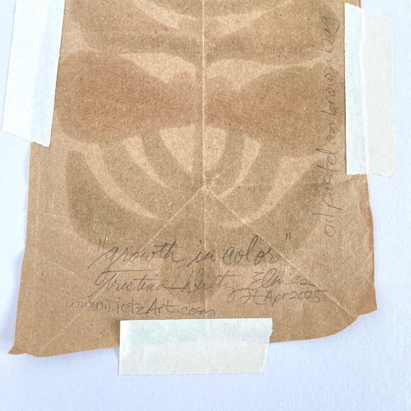 Growth In Color Original Oil Pastel Abstract Floral Art 8x10in Black Mat - Picture 3 of 4